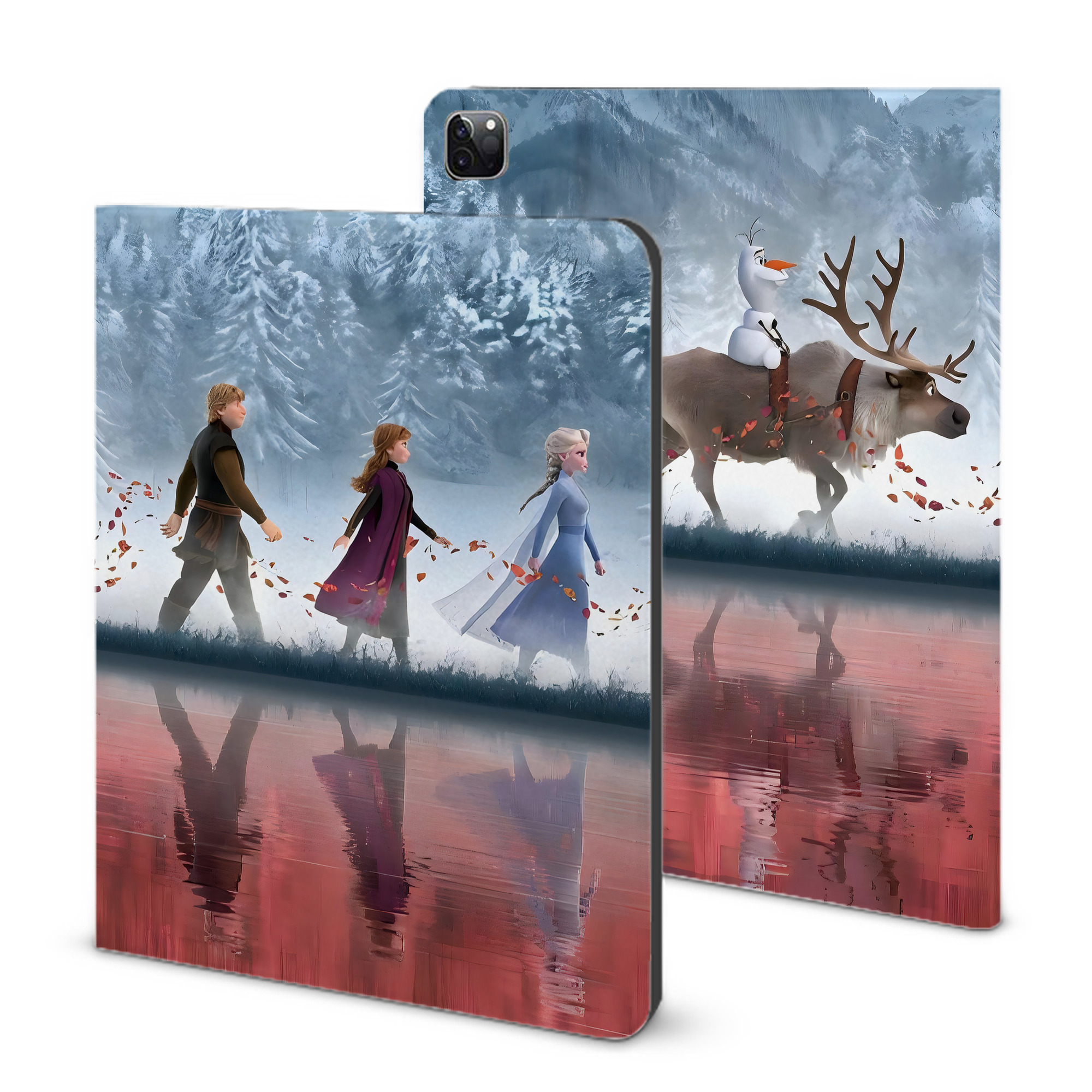 （画像用） アナと雪の女王 アンナ エルサ Frozen Anna Elsa IPad ケース ブック型 PUレザー TPU 耐衝撃 軽量 薄型 ペン収納なし 全面保護 IPad 各モデル対応